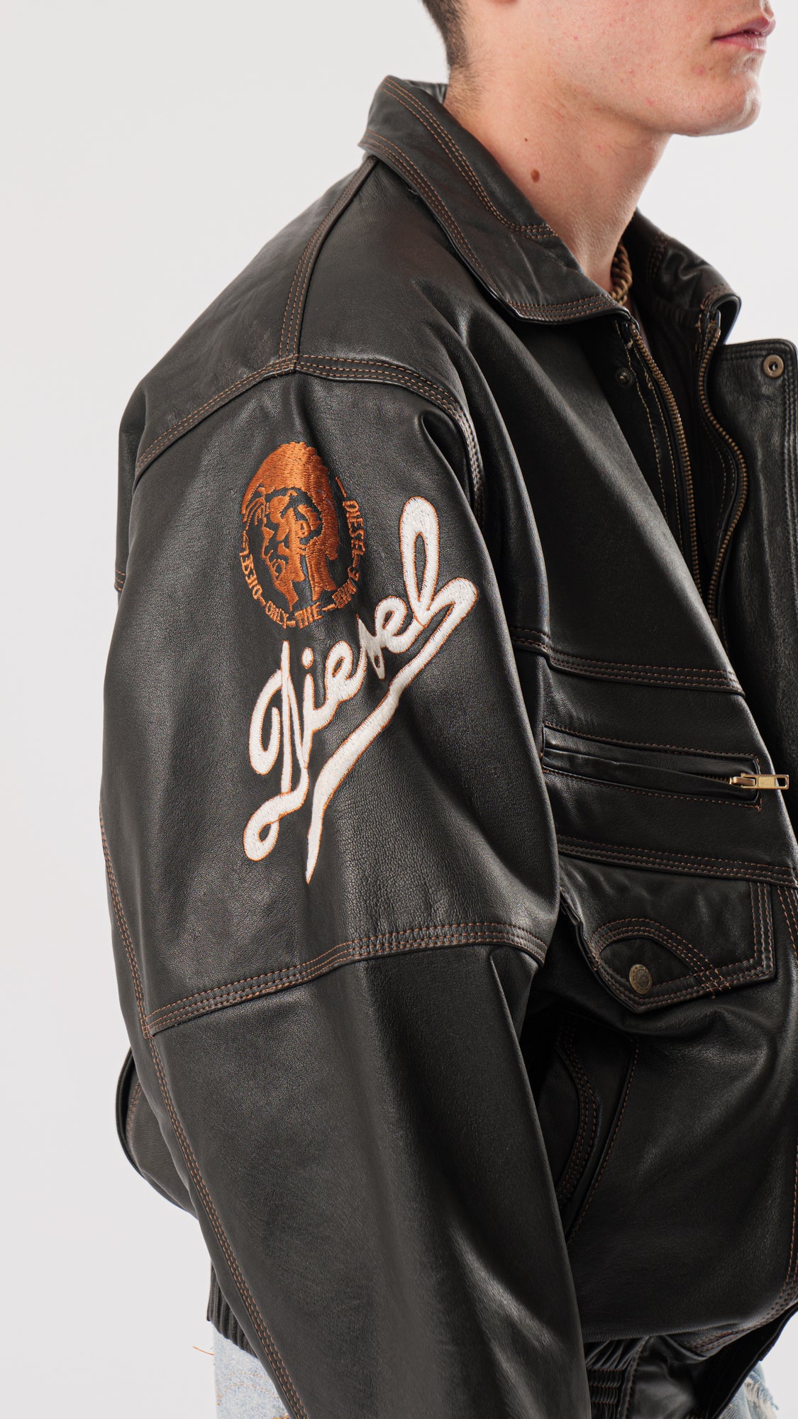 1990s DIESEL LEATHER JACKET (L)