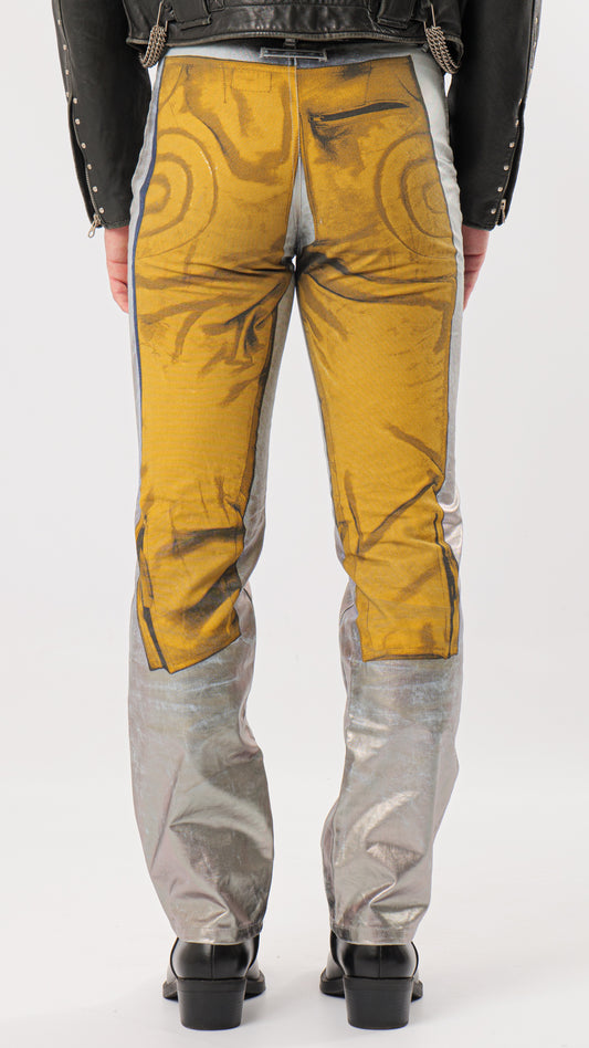 JEAN PAUL GAULTIER AW1999 RUNWAY TROMPE D’OEIL LEATHER PRINTED PANTS