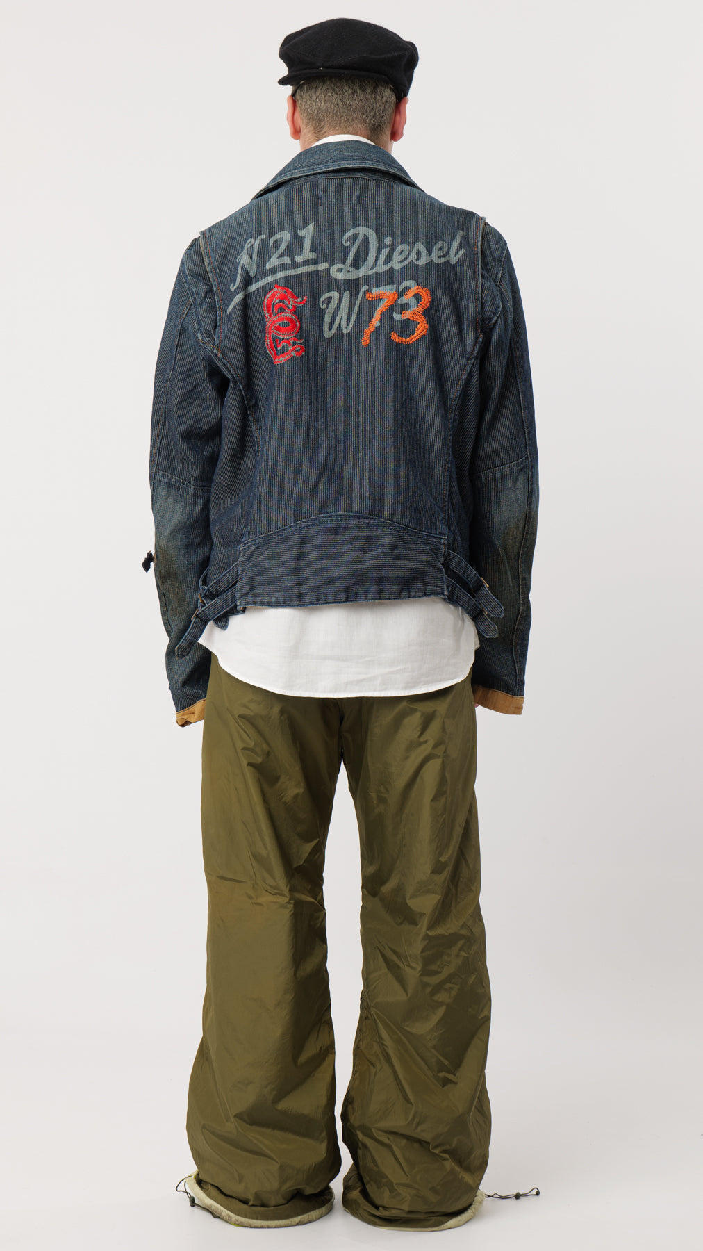 DIESEL 1990s DENIM ZIPPED BIKER (M)