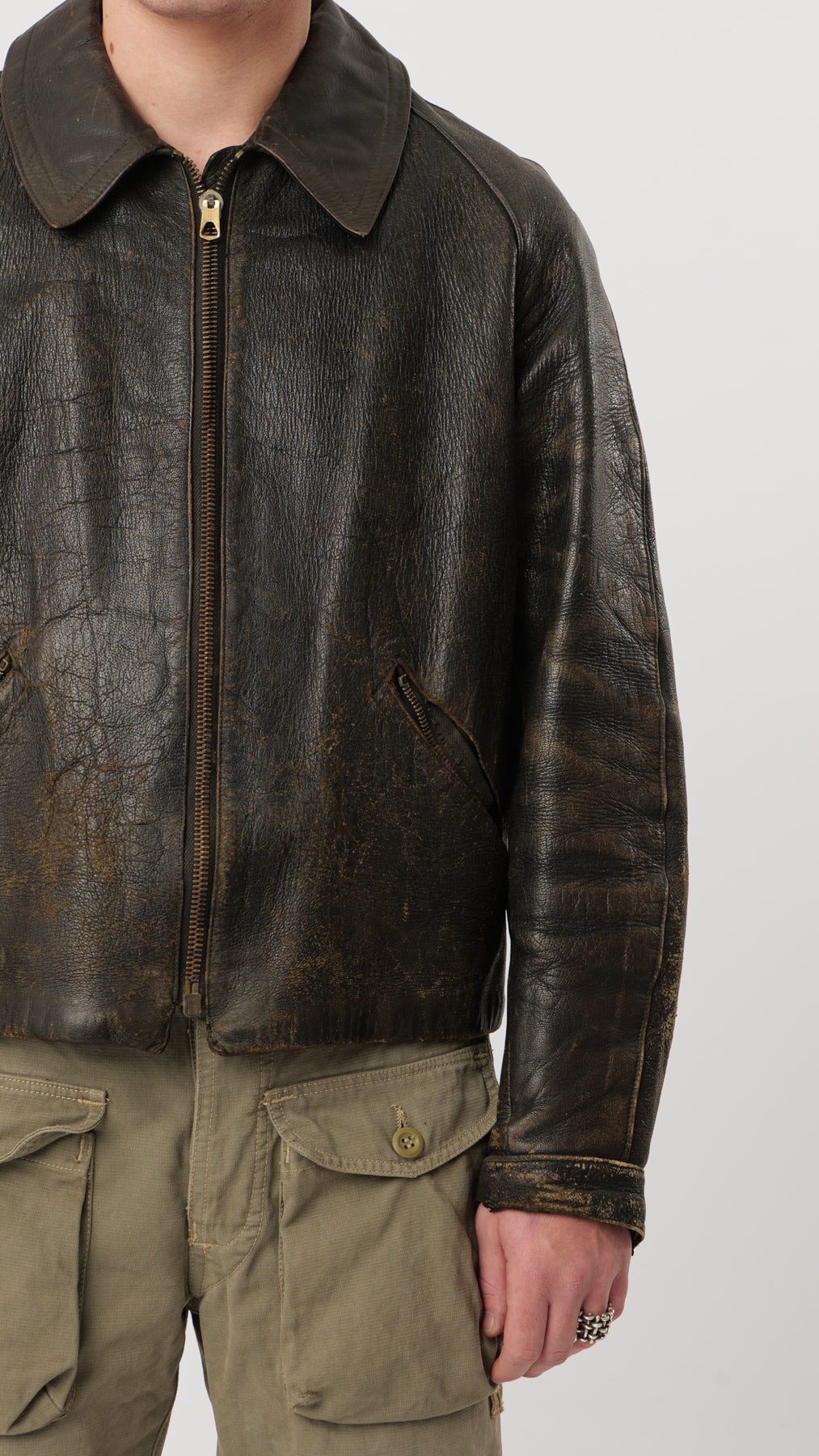 1950s DISTRESSED LEATHER JACKET (M)