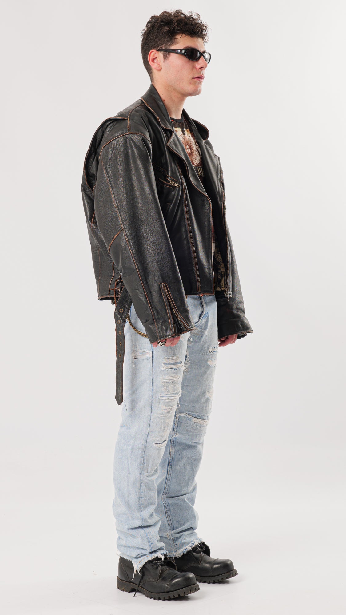 1980s OVERSIZED RIDER LEATHER JACKET (L/XL)