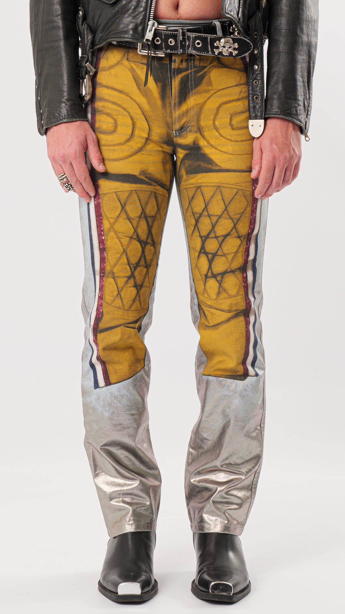JEAN PAUL GAULTIER AW1999 RUNWAY TROMPE D’OEIL LEATHER PRINTED PANTS