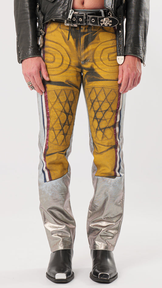 JEAN PAUL GAULTIER AW1999 RUNWAY TROMPE D’OEIL LEATHER PRINTED PANTS