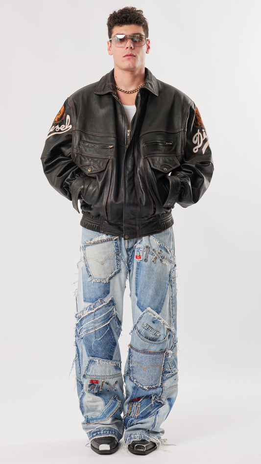 1990s DIESEL LEATHER JACKET (L)