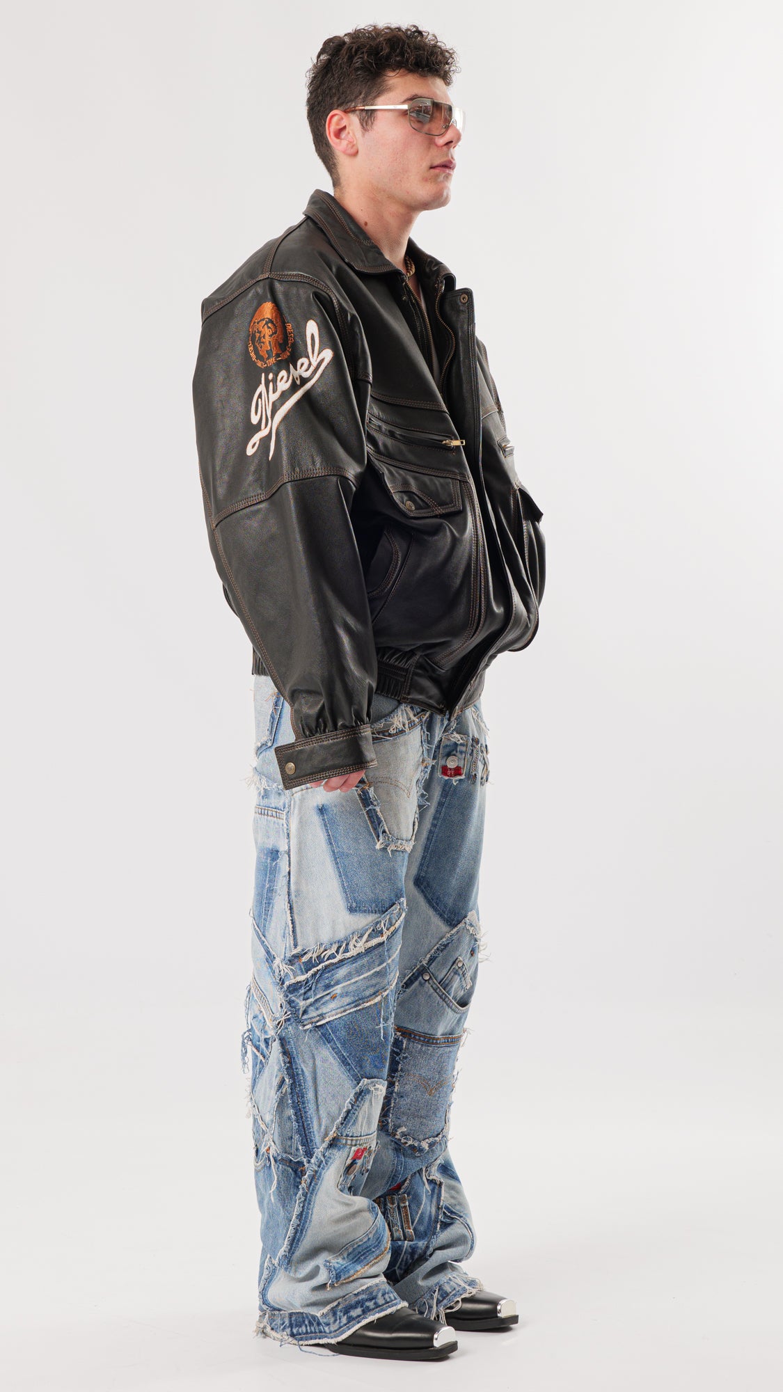 1990s DIESEL LEATHER JACKET (L)