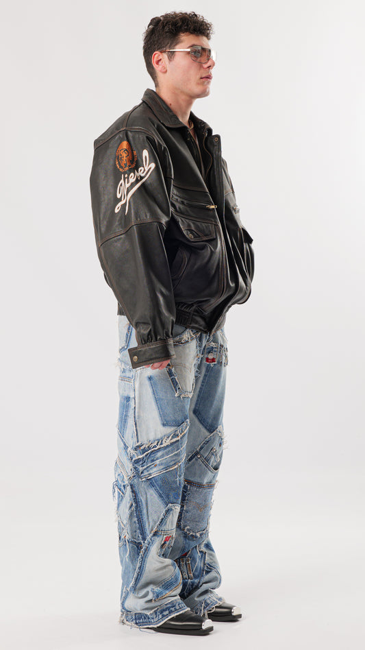 1990s DIESEL LEATHER JACKET (L)