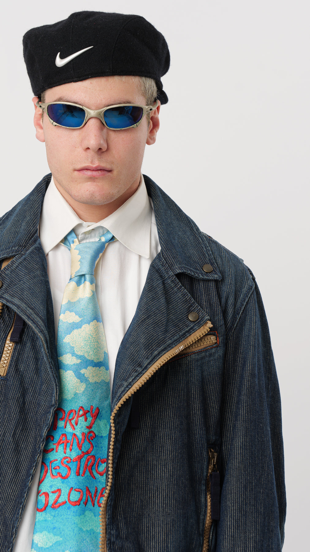 DIESEL 1990s DENIM ZIPPED BIKER (M)