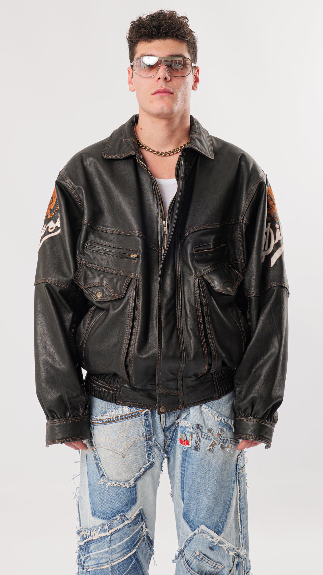 1990s DIESEL LEATHER JACKET (L)