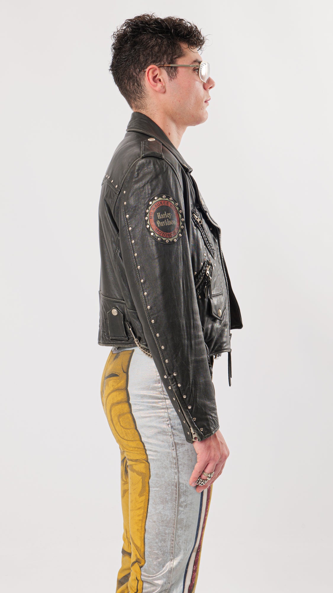 HARLEY DAVIDSON 1980s BIKER CROPPED LEATHER JACKET (S)