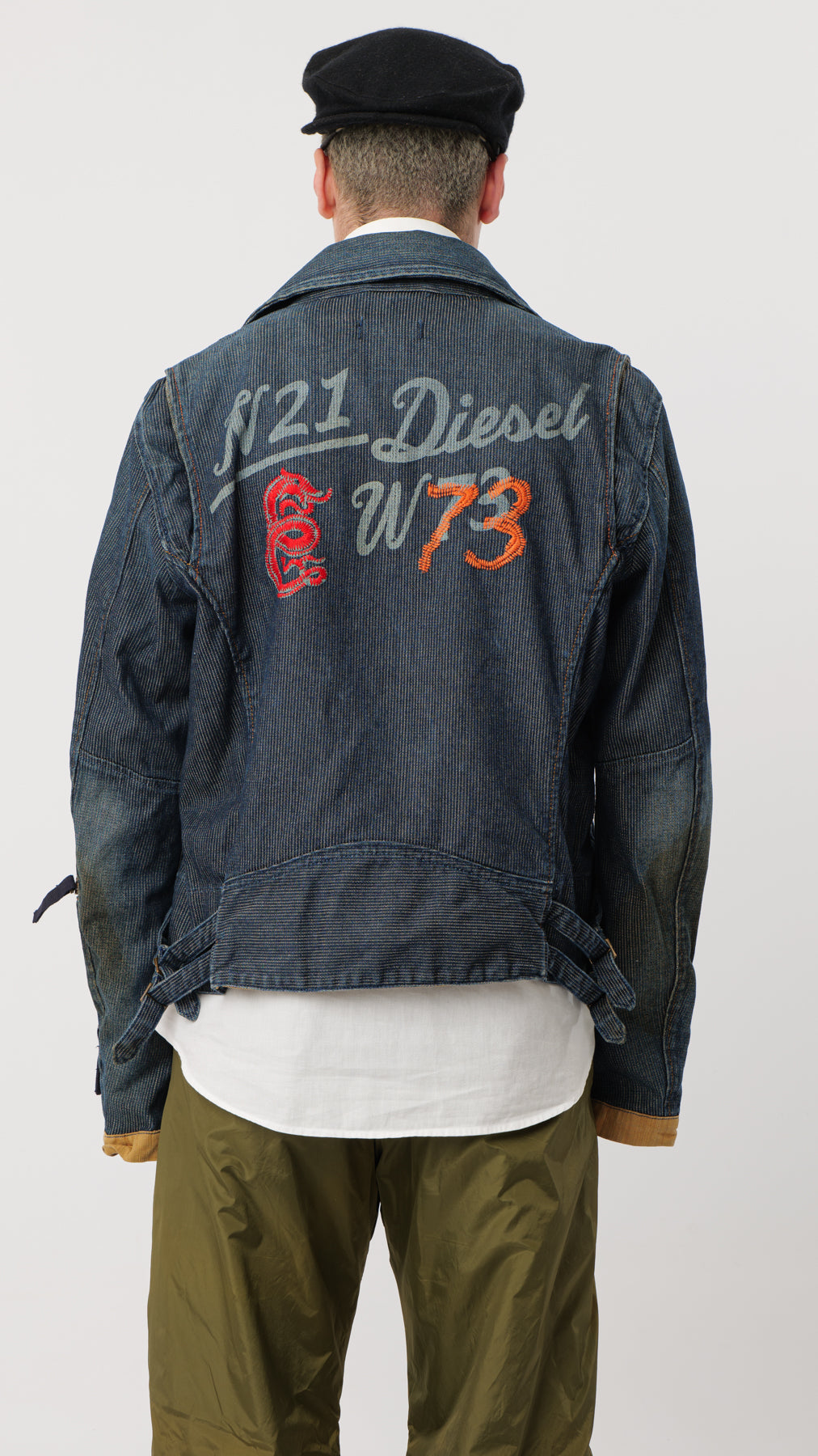 DIESEL 1990s DENIM ZIPPED BIKER (M)