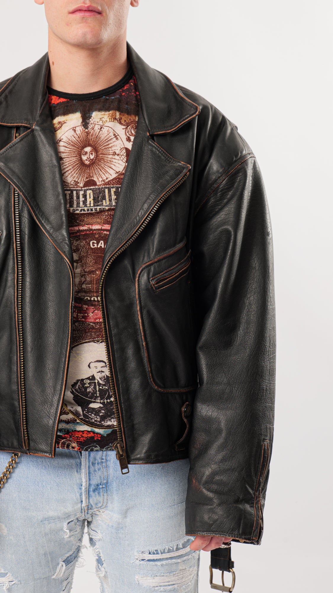 1980s OVERSIZED RIDER LEATHER JACKET (L/XL)