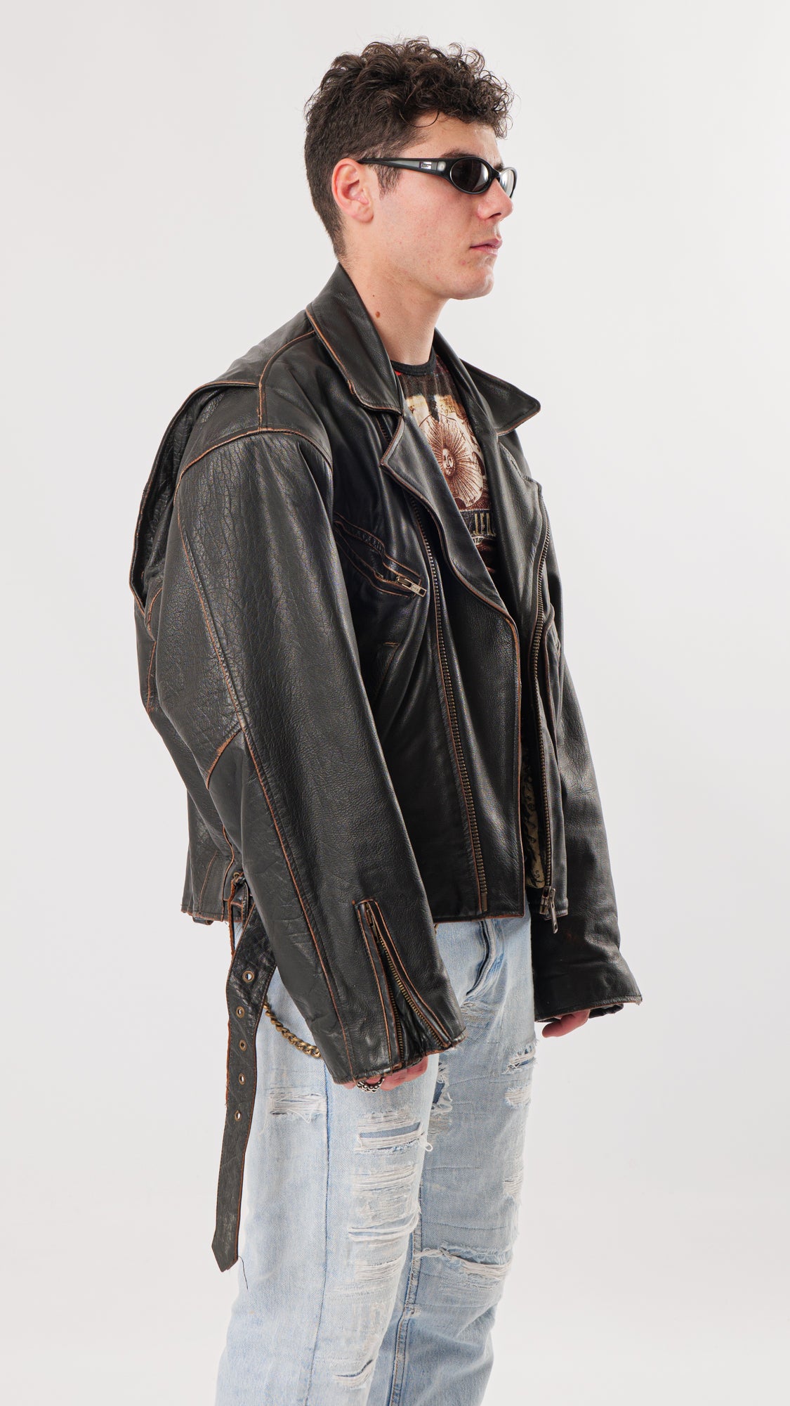 1980s OVERSIZED RIDER LEATHER JACKET (L/XL)