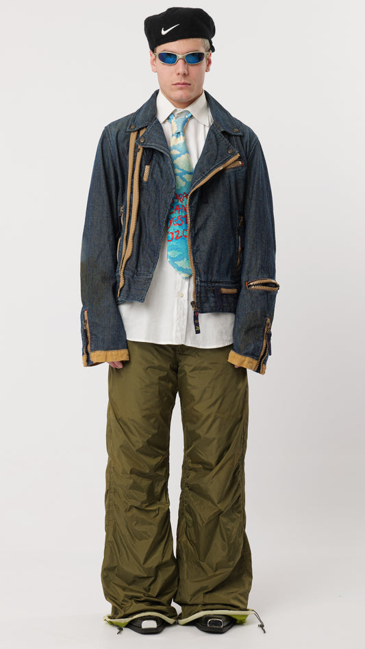 DIESEL 1990s DENIM ZIPPED BIKER (M)