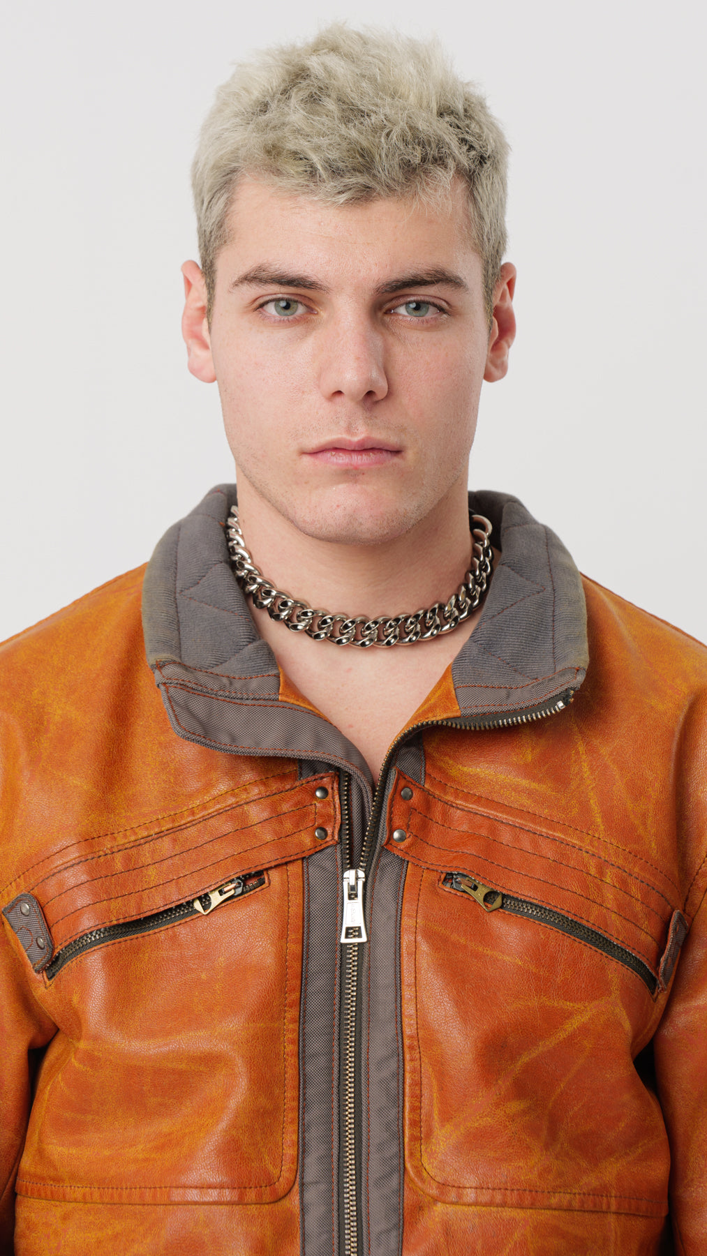 ARMANI 1990s CONTRAST DENIM/LEATHER JACKET (M)