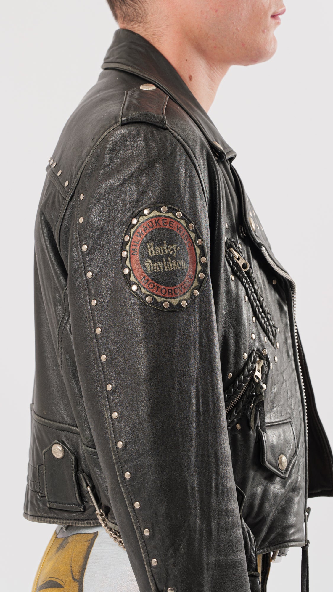 HARLEY DAVIDSON 1980s BIKER CROPPED LEATHER JACKET (S)