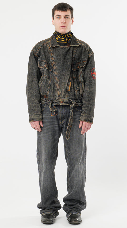 1980s MOTORCYCLE DENIM JACKET (M)