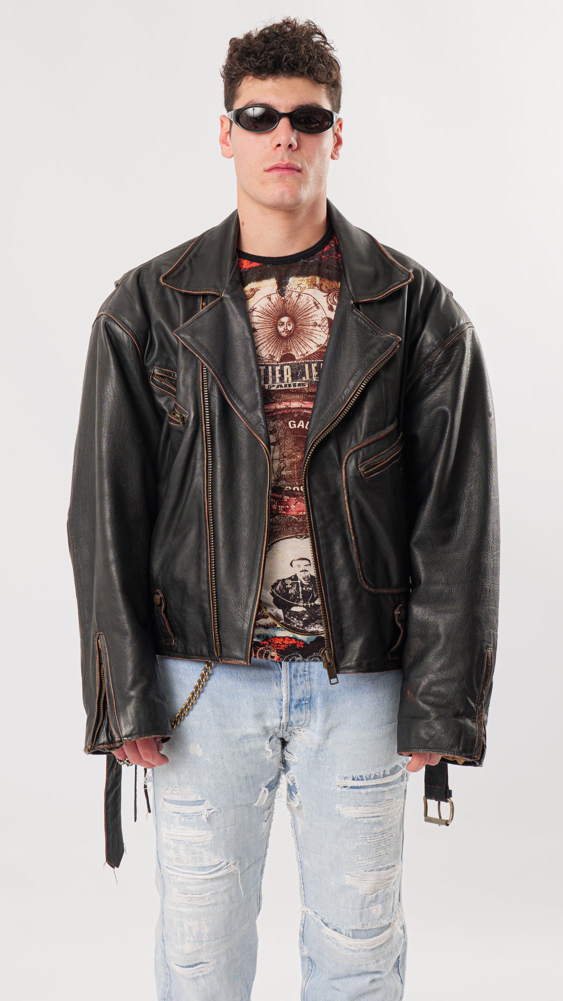 1980s OVERSIZED RIDER LEATHER JACKET (L/XL)