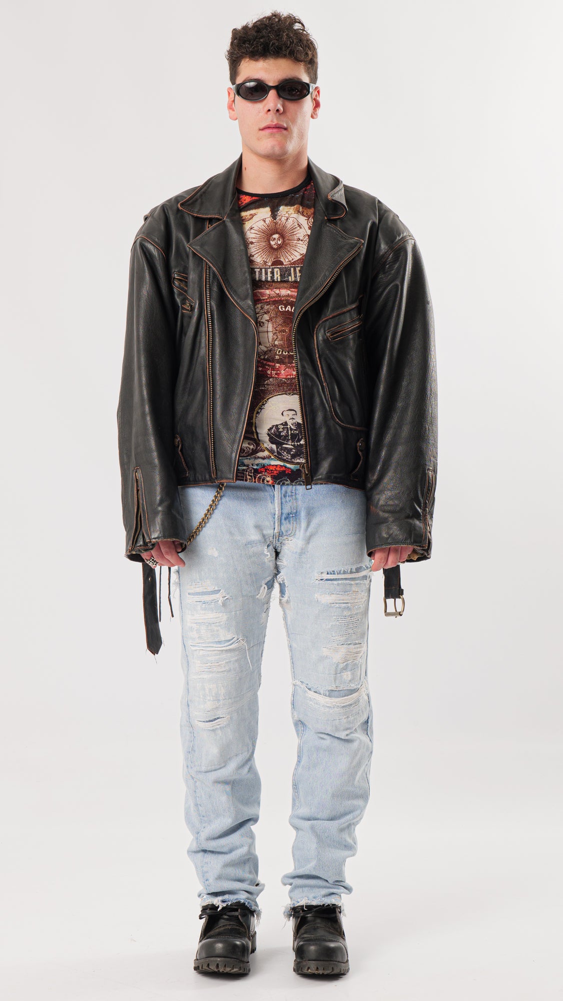 1980s OVERSIZED RIDER LEATHER JACKET (L/XL)