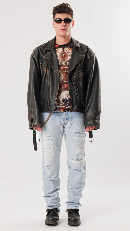 1980s OVERSIZED RIDER LEATHER JACKET (L/XL)