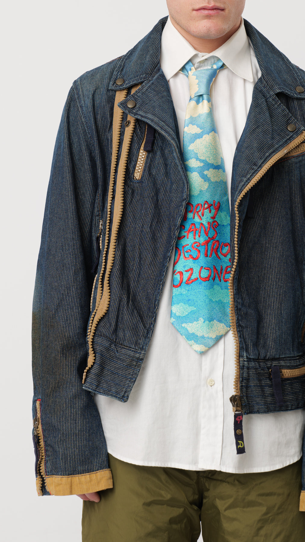 DIESEL 1990s DENIM ZIPPED BIKER (M)