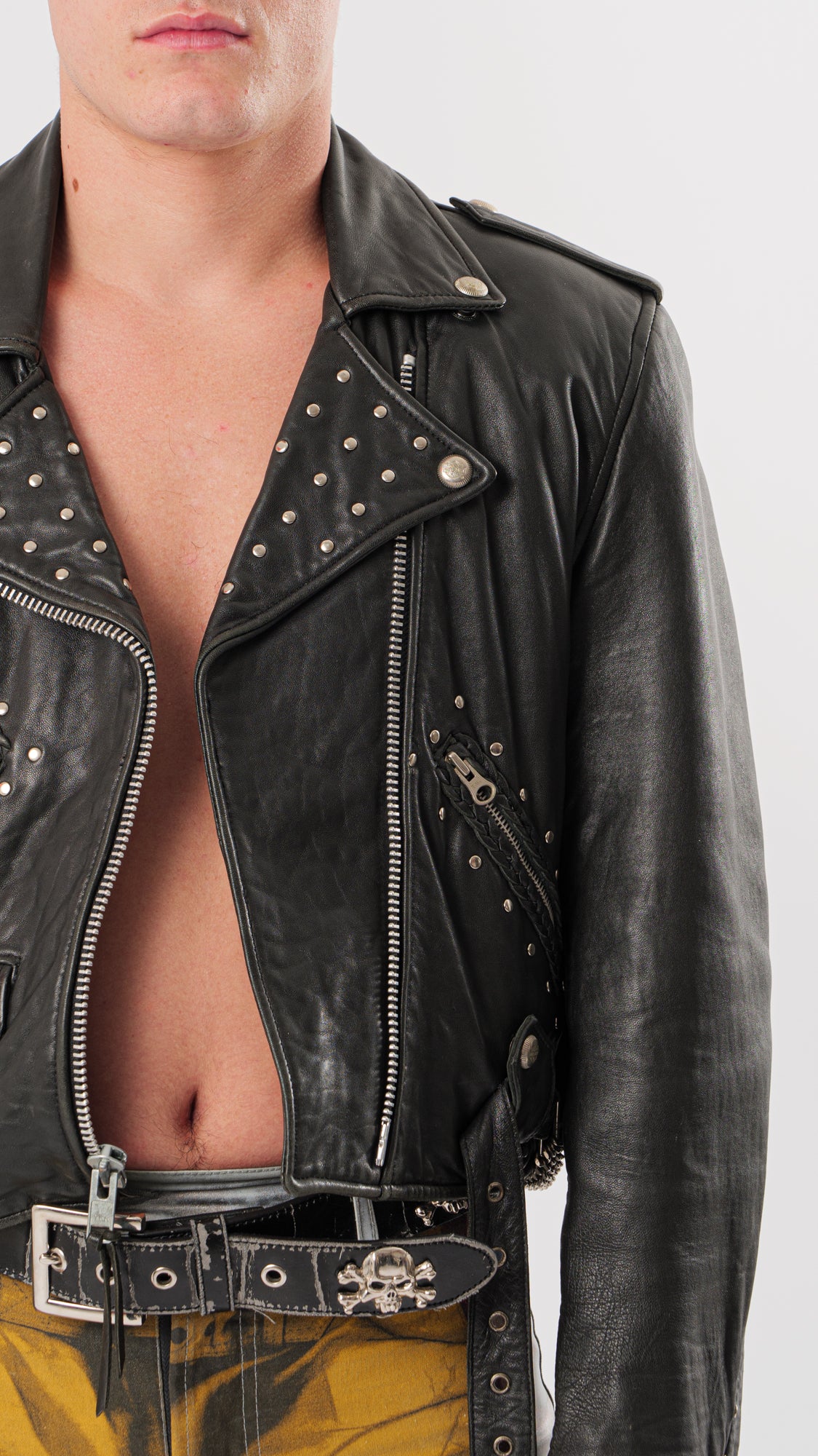 HARLEY DAVIDSON 1980s BIKER CROPPED LEATHER JACKET (S)