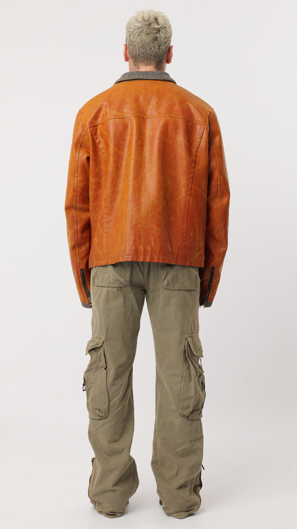 ARMANI 1990s CONTRAST DENIM/LEATHER JACKET (M)